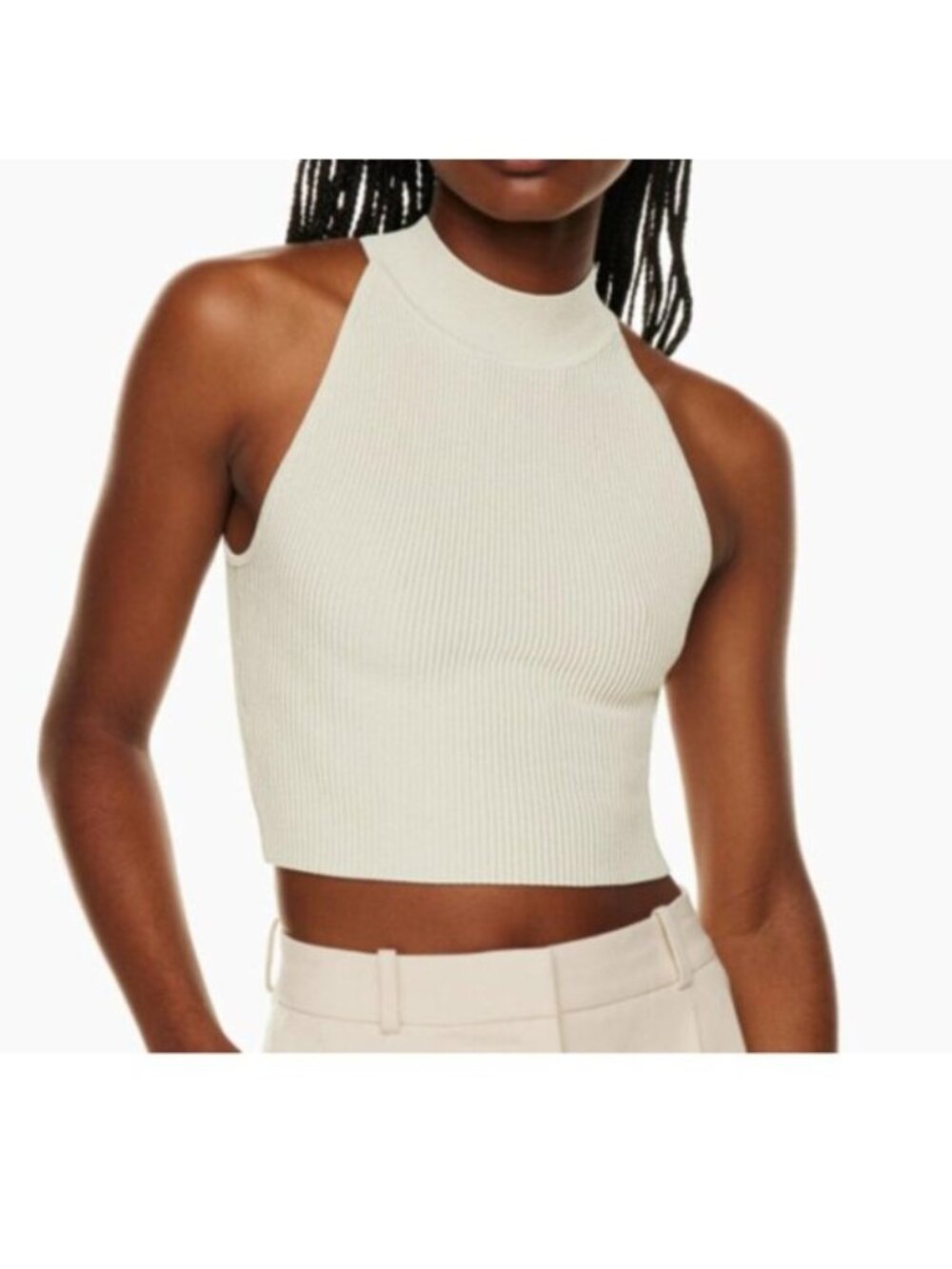 Babaton Sculpt Knit Mockneck Halter Top - XS